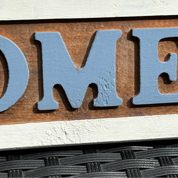 Vintage Wood Carved Welcome Sign with Hearts 22”x4” Handpainted - Picture 3 of 16